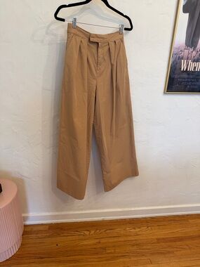 GAP Wide-Leg Pleated Pants - Tan